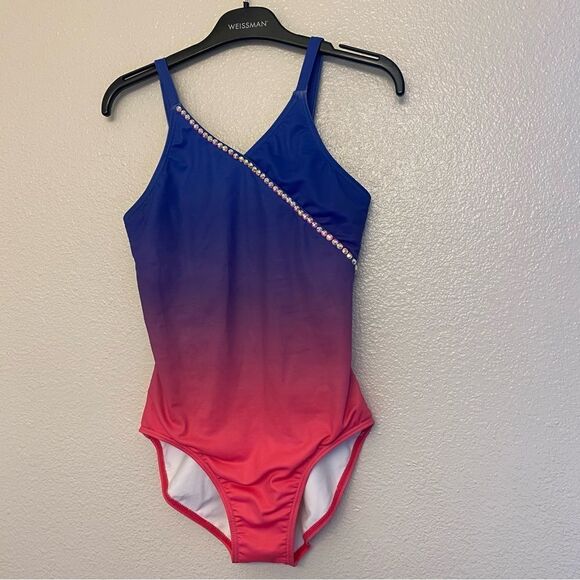 Weissman Balera Costume solo custom dance rhinestone Ombre Leotard PL12366 LC - Picture 4 of 15